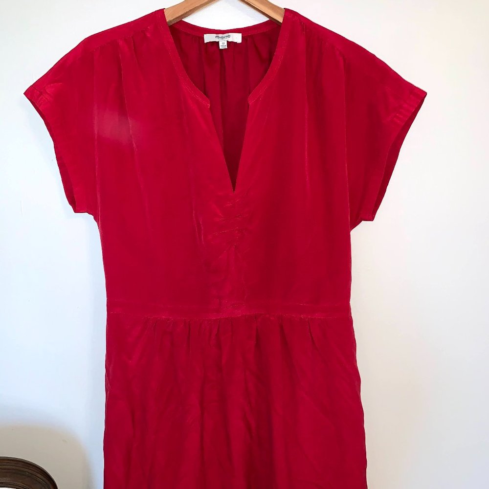 MADEWELL Red 100% Silk Dress Large Sz 12